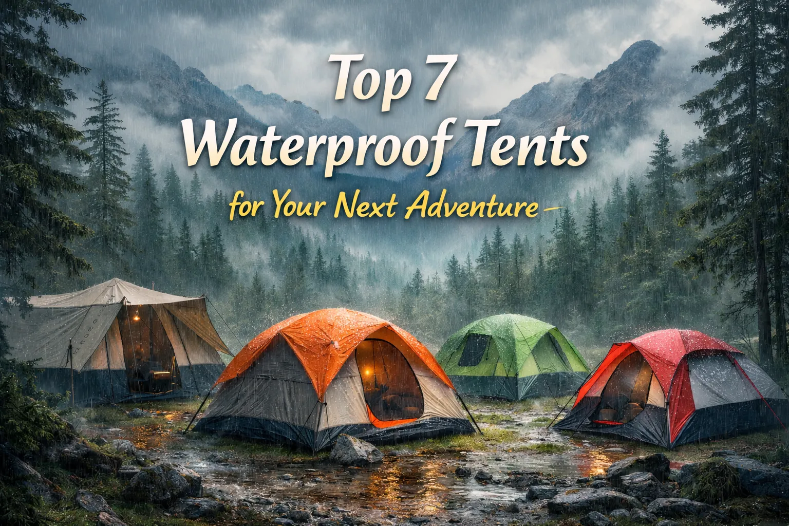 Top 7 Waterproof Tents for Your Next Adventure in rainy forest with misty mountains